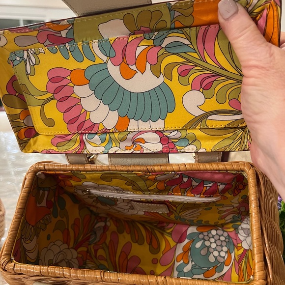 Vintage Kate Spade New York Wicker Basket Bag – Early 2000s Floral Lined - Picture 5 of 11